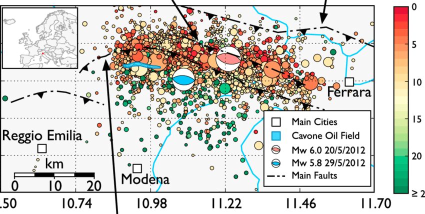 Sismicità nell’area di Cavone tra il 2011 e il 2013 (Grigoli et al., 2017).