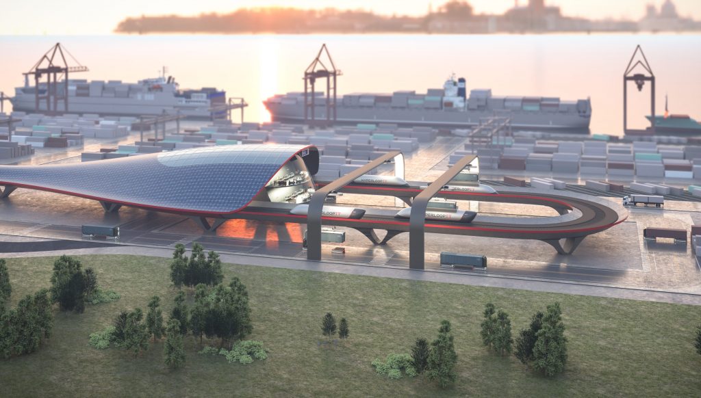Rendering di una stazione Hyperloop del futuro – Foto credit: HyperloopTT