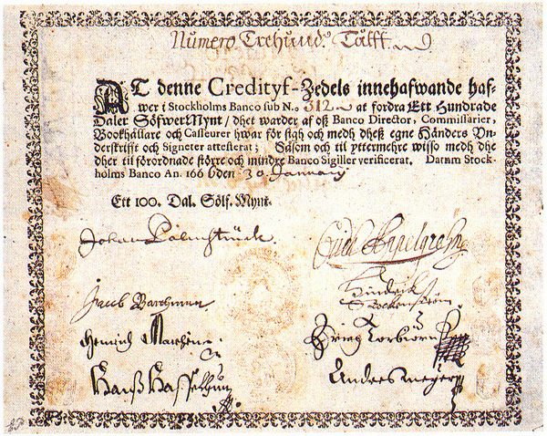 Banconota svedese del 1666