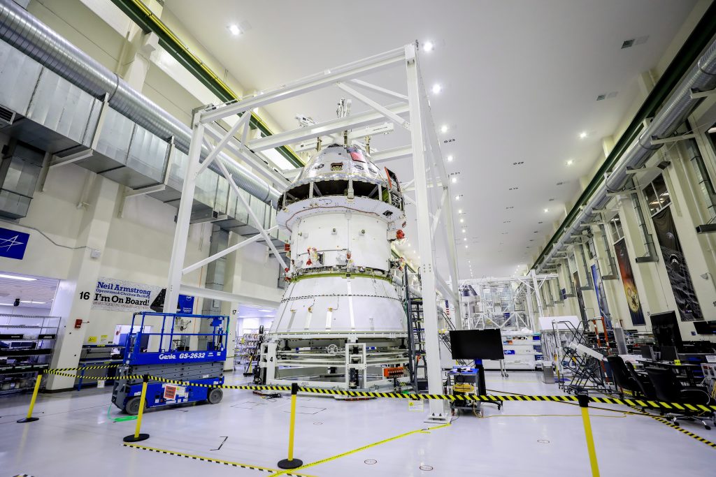Credits: NASA Begins Installing Orion Adapter for First Artemis Moon Flight