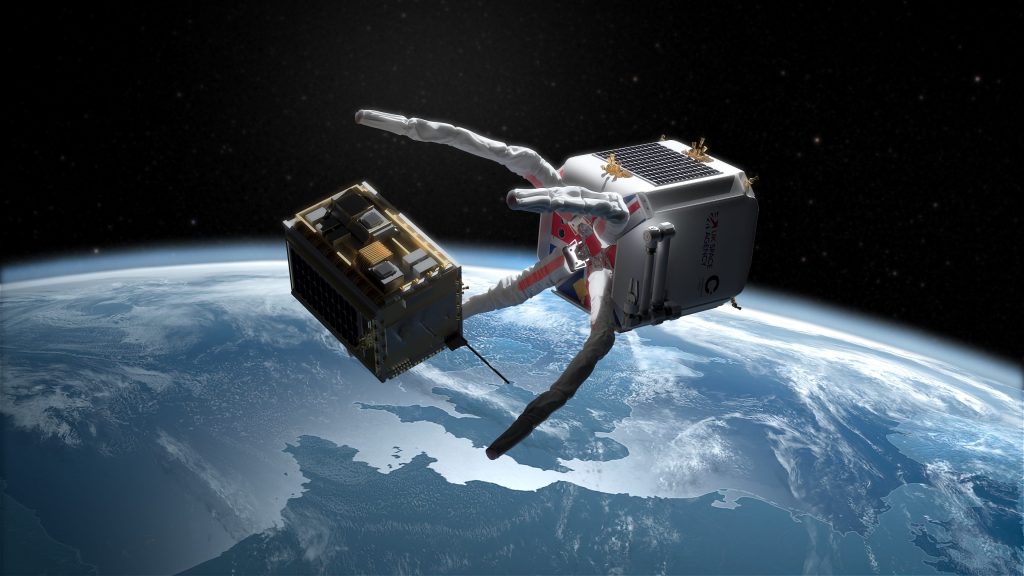 Rendering di un recupero di un detrito spaziale – Credit ClearSpace