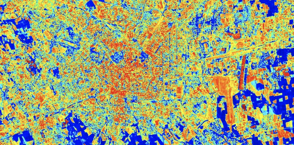 Rilevazione termica di Milano © Sentinel Hub Playground