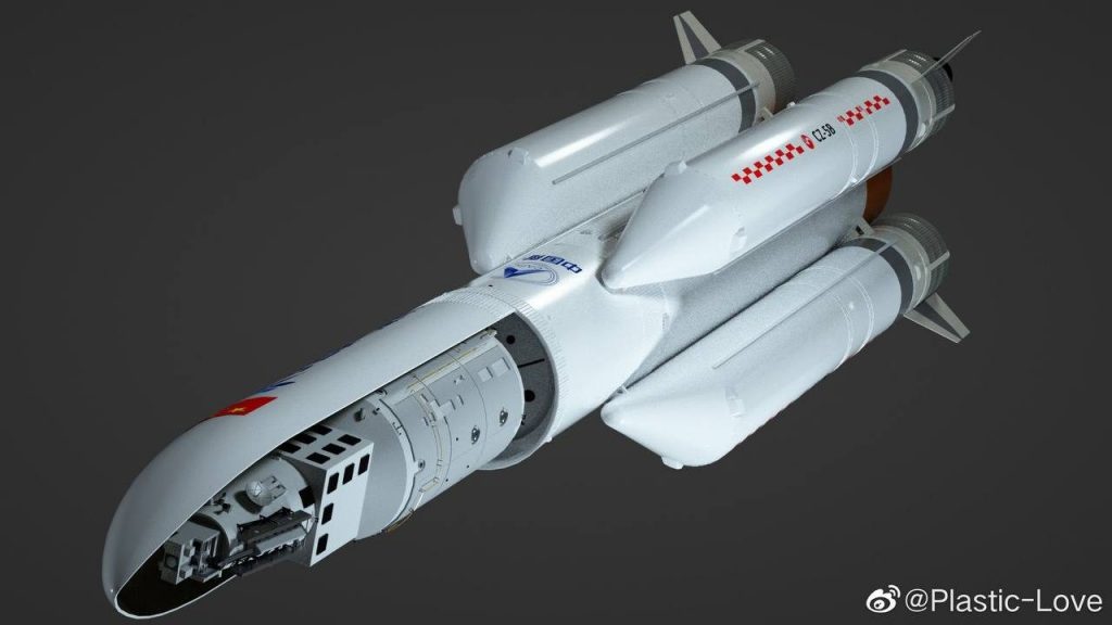 Render grafico del razzo Lunga Marcia 5B.