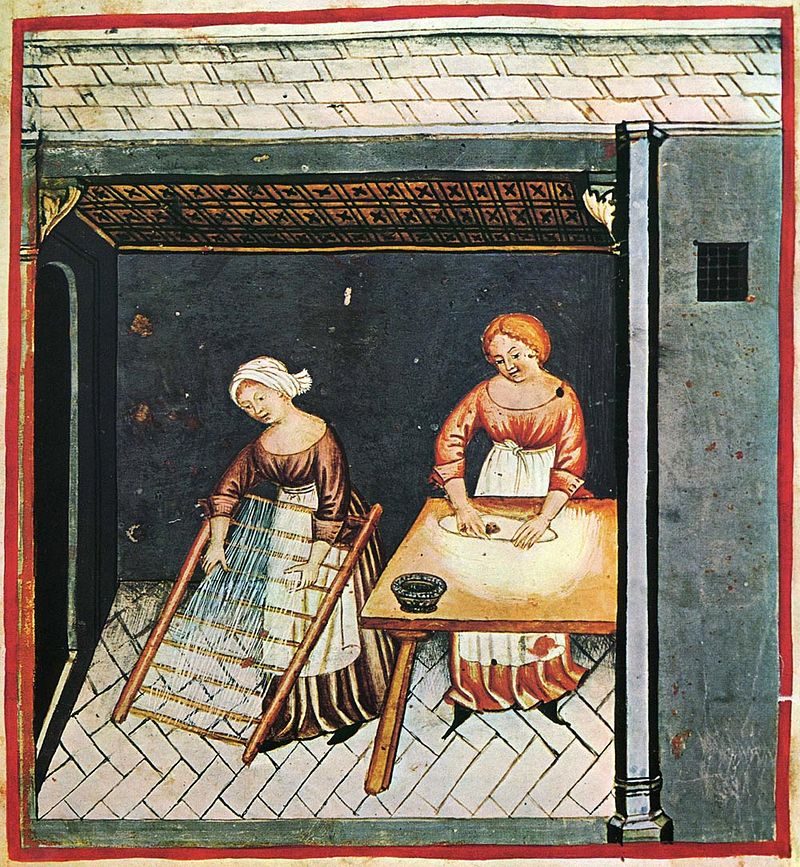 Produzione di pasta, XIV secolo